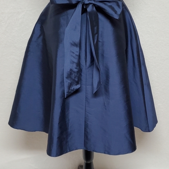 Alfred Sung Midnight Peau De Soie Pleated Side Pocket V-neck Wrap Cocktail Dress - Picture 14 of 16